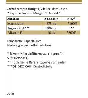 MIGRINI mit Magnesium, Bio Ingwer + Vitamin  D3